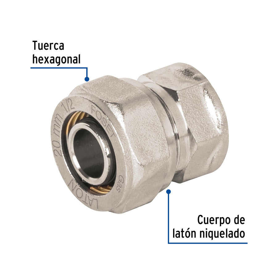 Conector para PEALPE, 1/2', con rosca hembra, Foset Caja con 4, 45933
