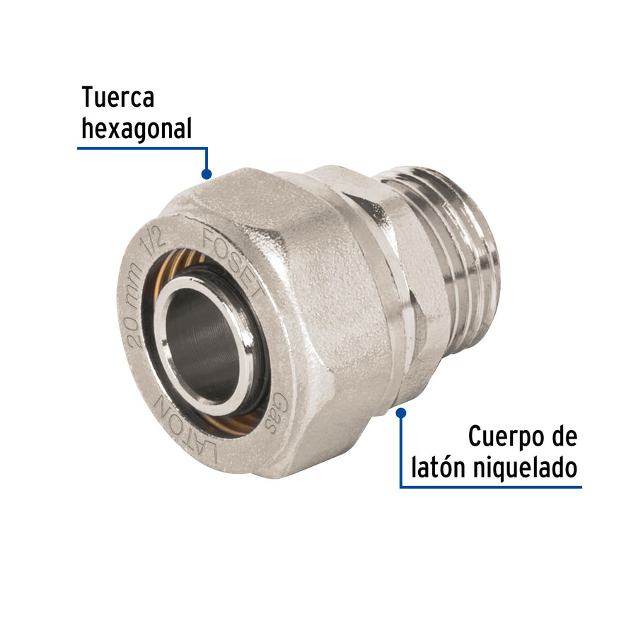Conector para PEALPE, 1/2', con rosca macho, Foset Caja con 4, 45936