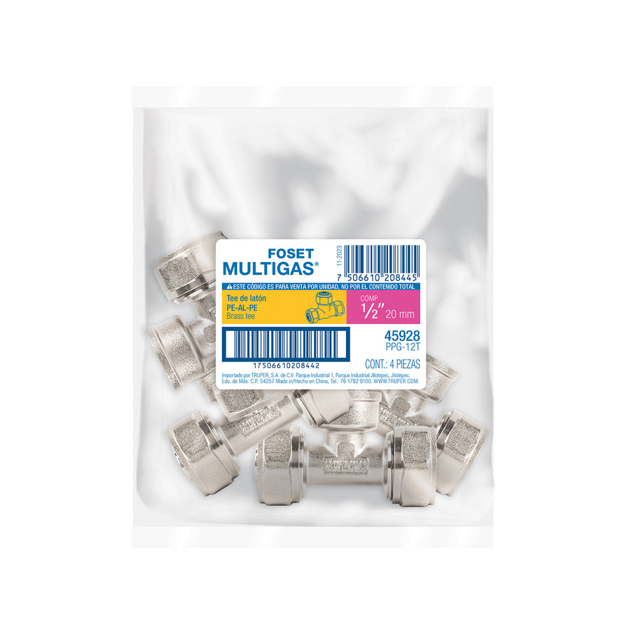 Tee para PEALPE, 1/2', Foset Caja con 4, 45928