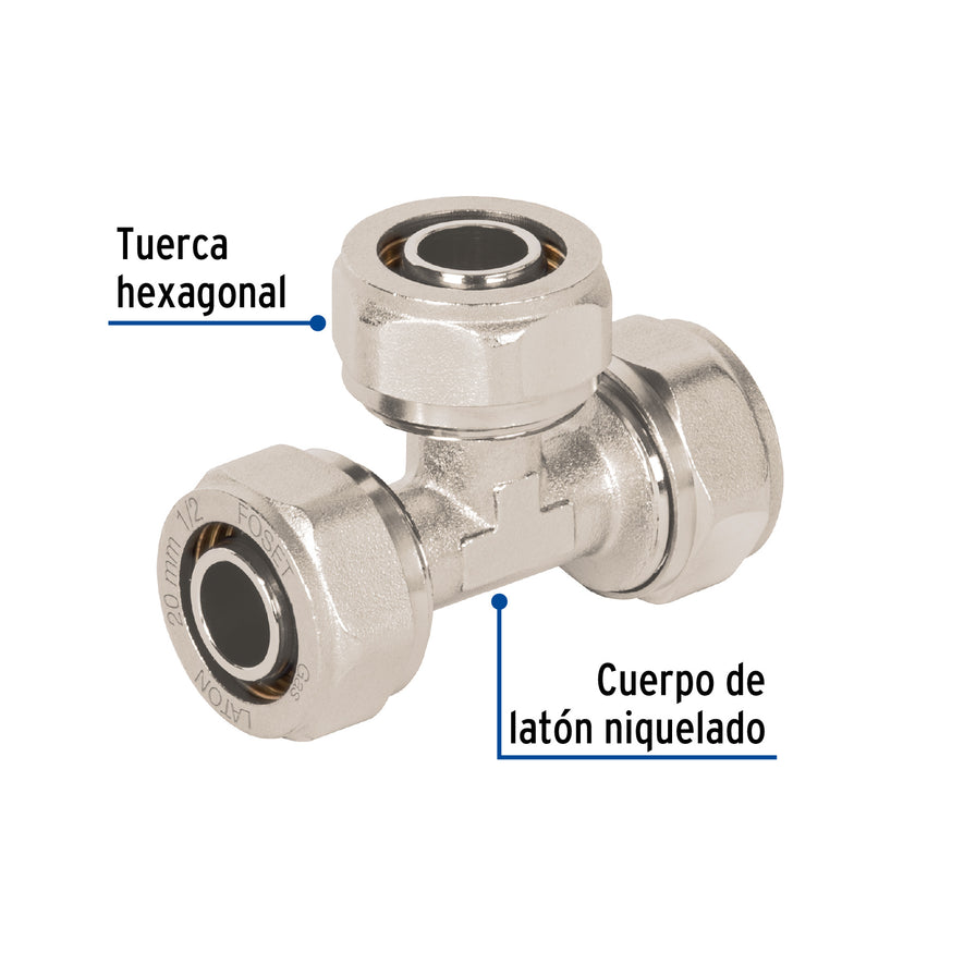 Tee para PEALPE, 1/2', Foset Caja con 4, 45928