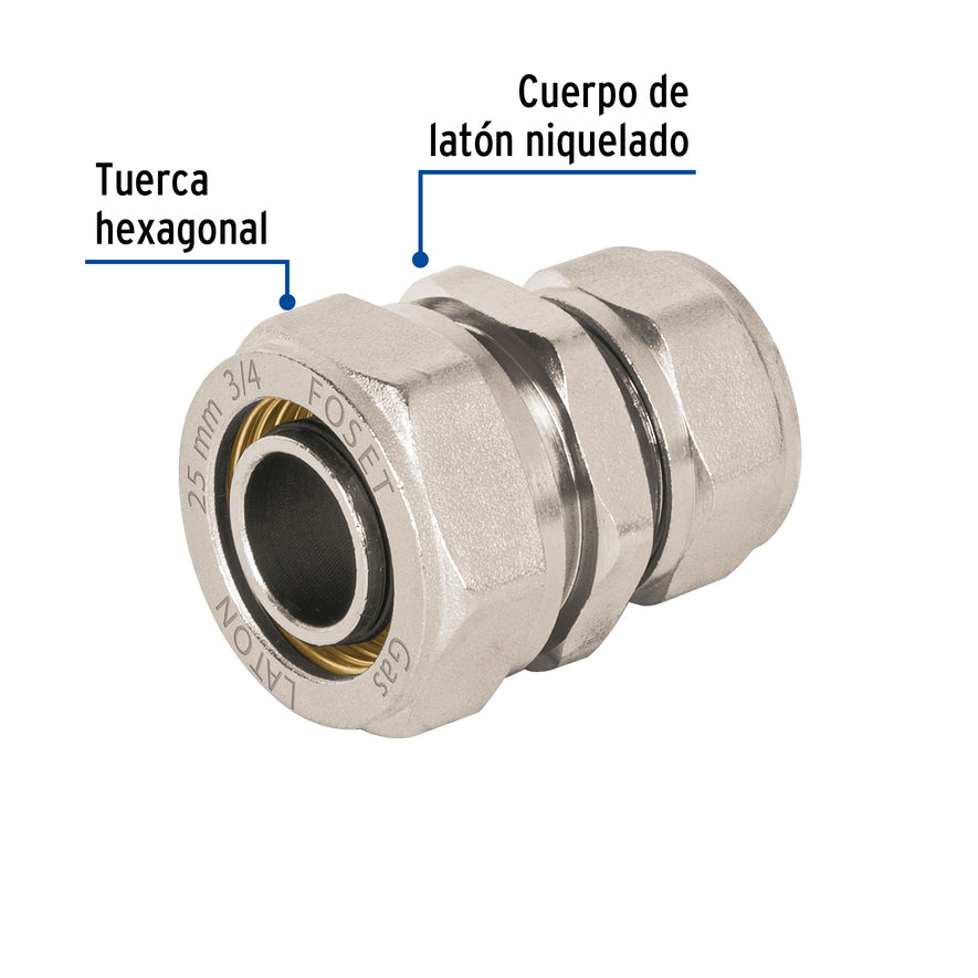 Cople de compresión reducido para PEALPE, 3/4' x 1/2', Foset Caja con 2, 45917