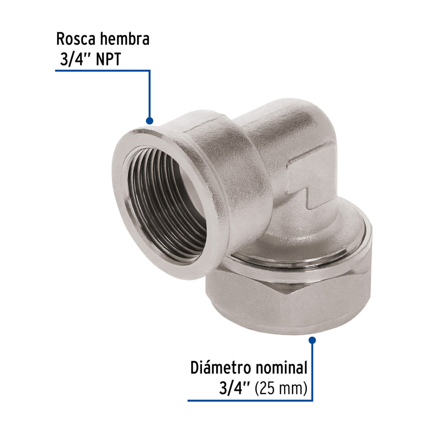 Codo 90° para PEALPE, 3/4', con rosca hembra, Foset Caja con 2, 45923