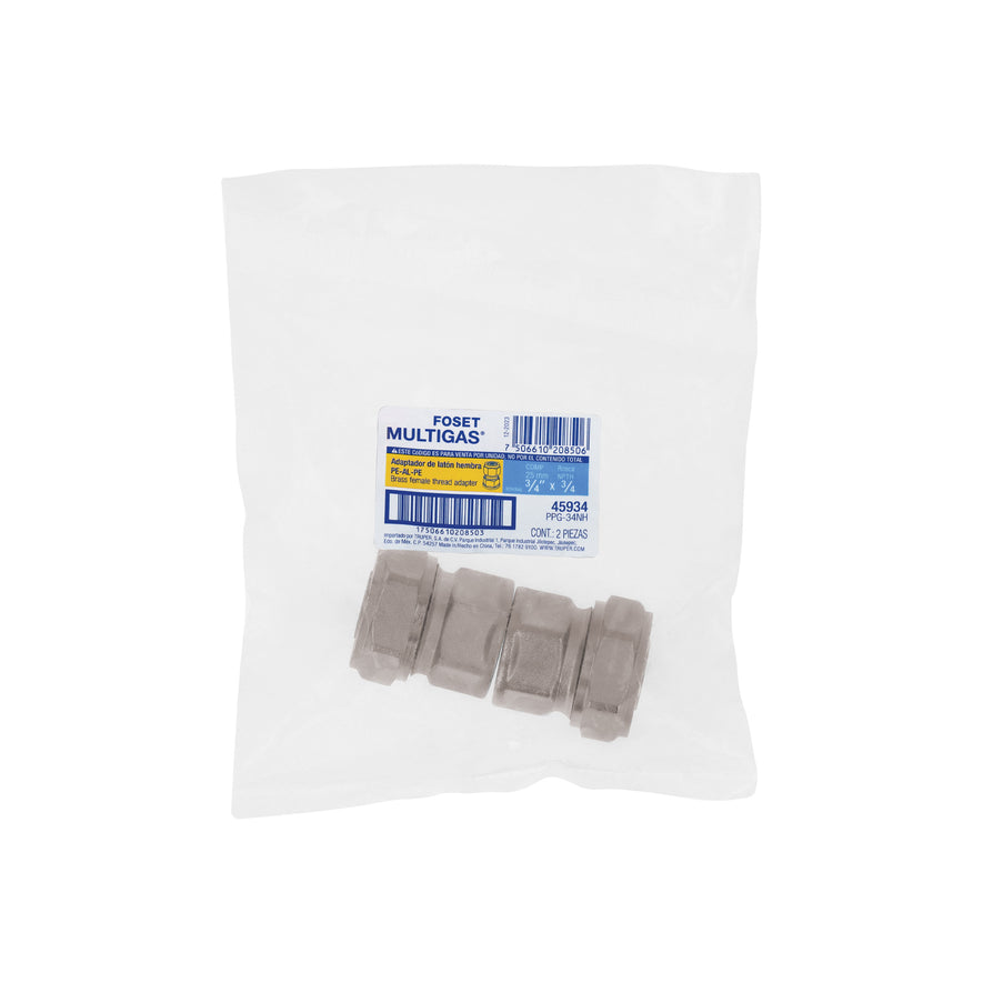 Conector para PEALPE, 3/4', con rosca hembra, Foset Caja con 2, 45934