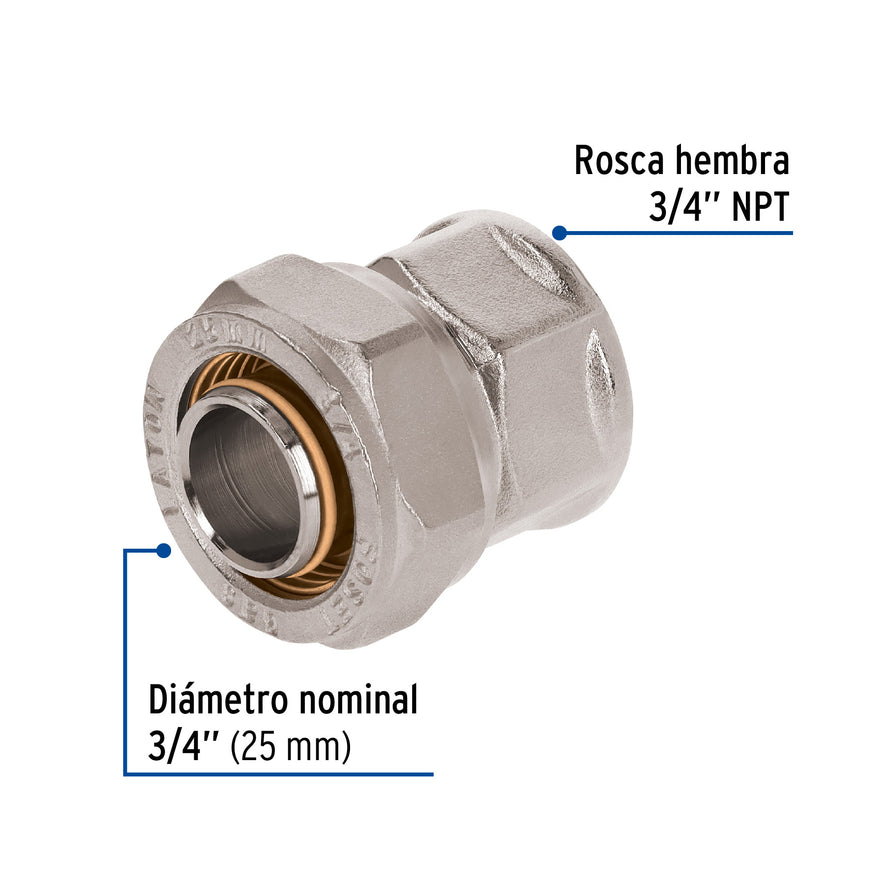 Conector para PEALPE, 3/4', con rosca hembra, Foset Caja con 2, 45934