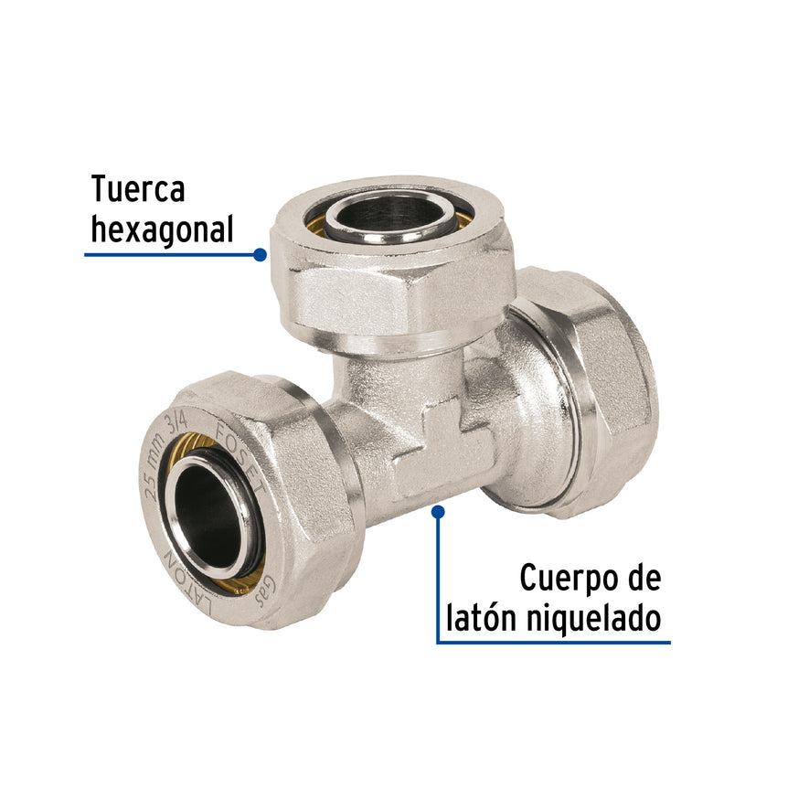 Tee para PEALPE, 3/4', Foset Caja con 2, 45929