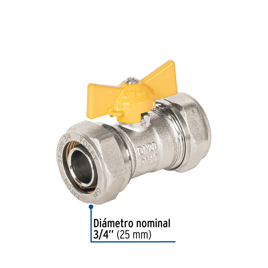 Válvula esfera para PE-AL-PE, 3/4', Foset Caja con 2, 45945