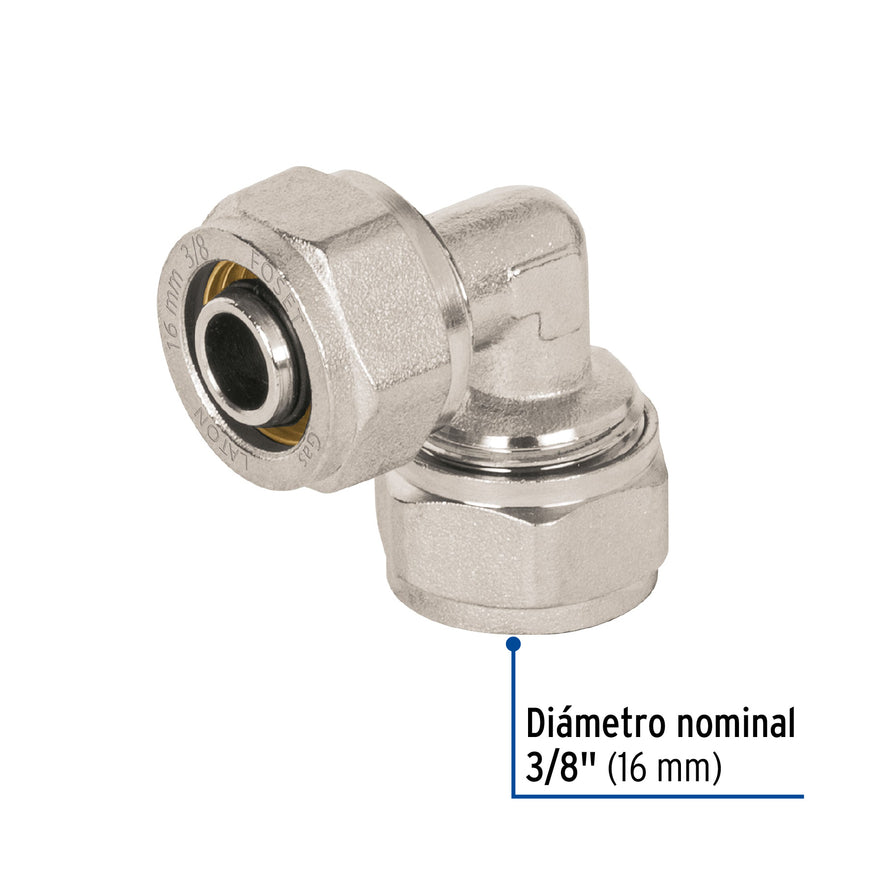 Codo 90° para PEALPE, 3/8', Foset Caja con 4, 45918