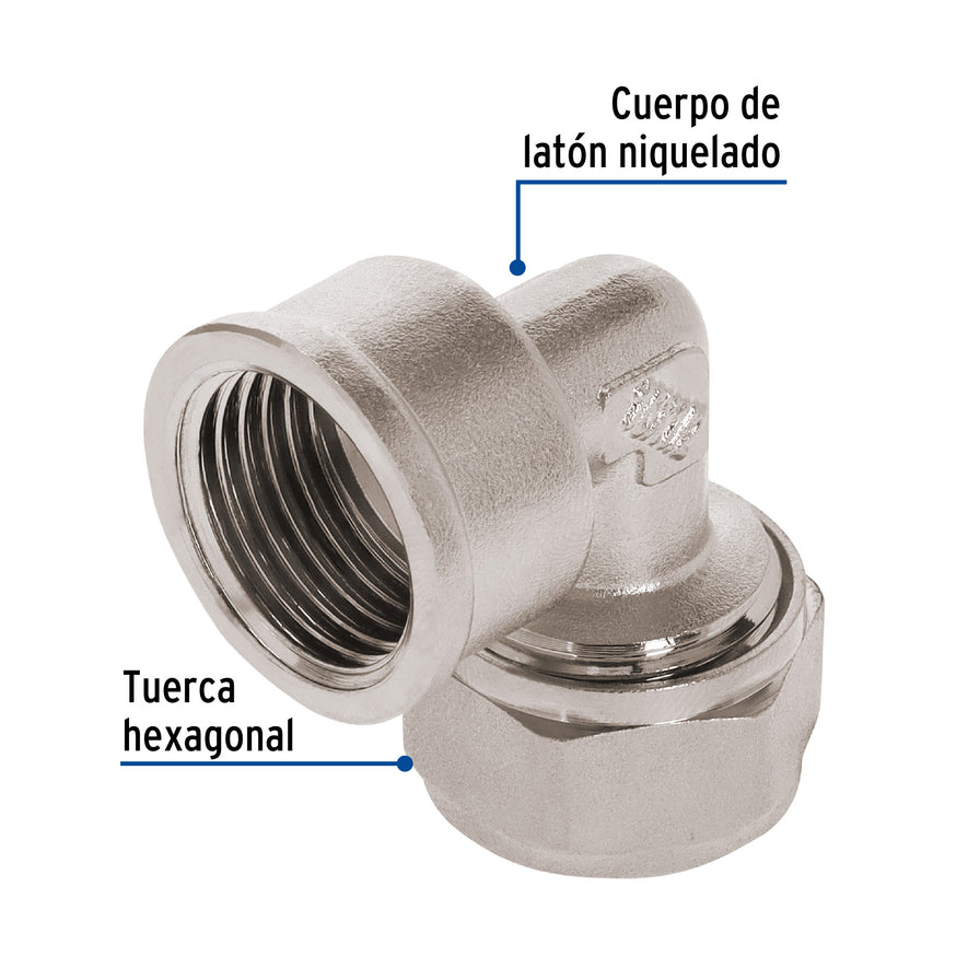 Codo 90° para PEALPE, 3/8', con rosca hembra, Foset Caja con 4, 45921