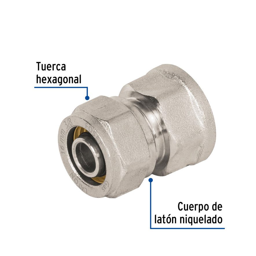 Conector para PEALPE, 3/8', con rosca hembra, Foset Caja con 4, 45932