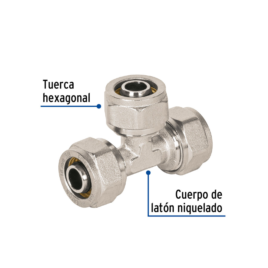 Tee para PEALPE, 3/8', Foset Caja con 4, 45927