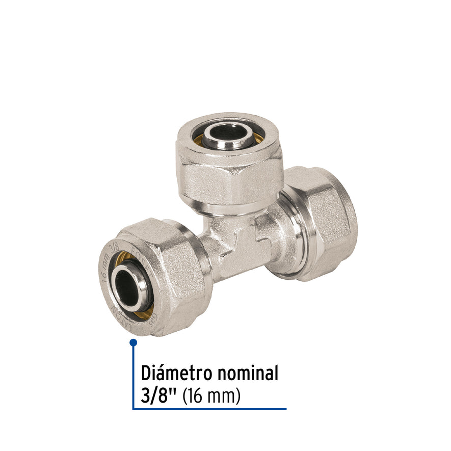 Tee para PEALPE, 3/8', Foset Caja con 4, 45927