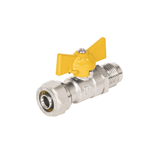 Válvula esfera para PE-AL-PE, 3/8'a flare 3/8', Foset Caja con 2, 45946