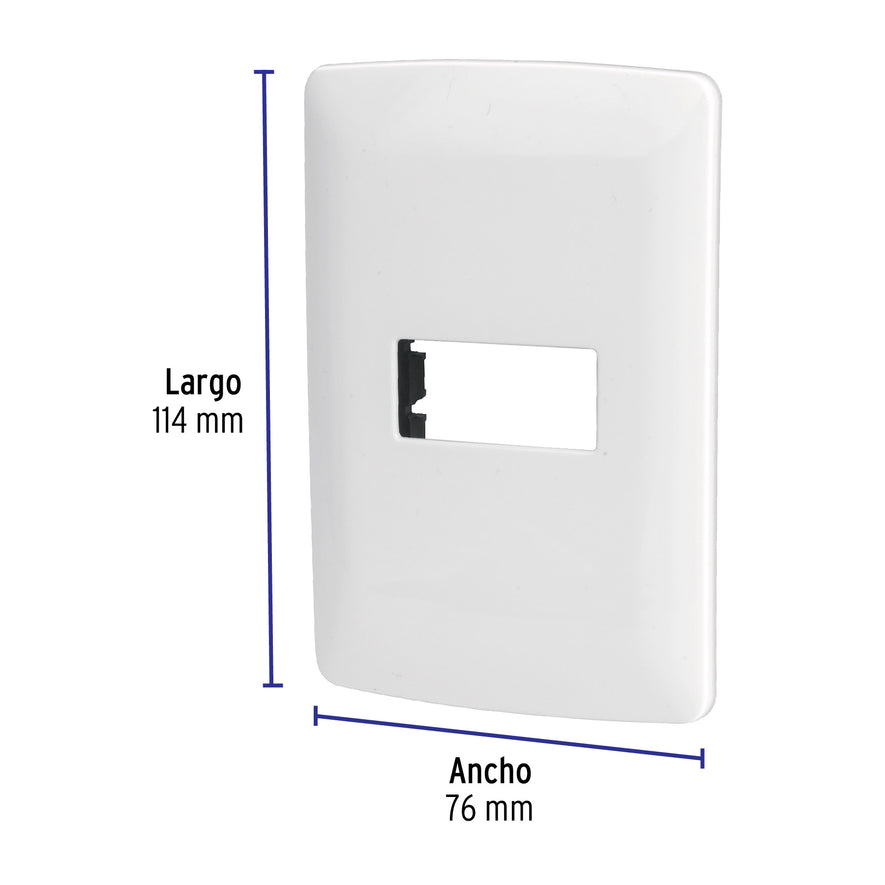 Placa 1 módulo de ABS, línea Italiana, color blanco, Volteck Caja con 12, 48134