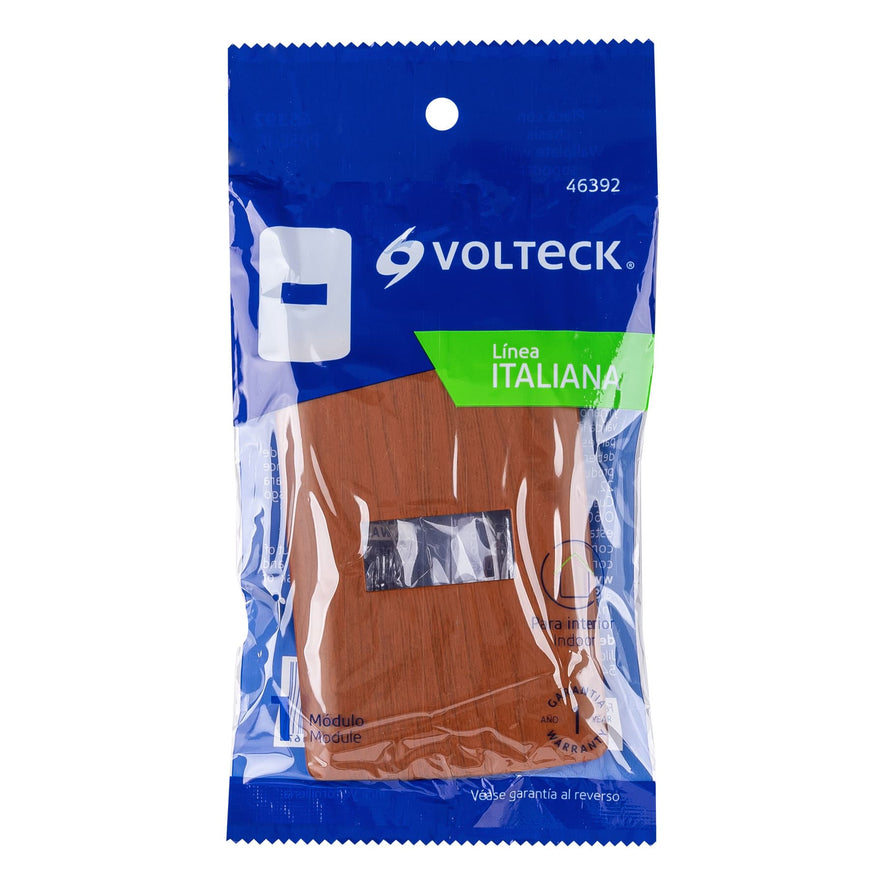 Placa 1 módulo de ABS, línea Italiana, acabado madera Caja con 12, 46392