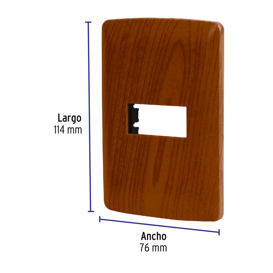 Placa 1 módulo de ABS, línea Italiana, acabado madera Caja con 12, 46392