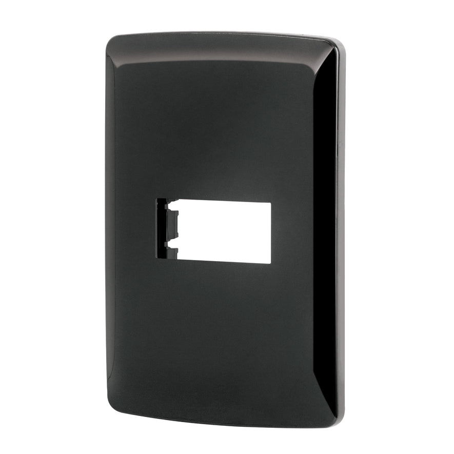 Placa 1 módulo, Italiana, color negro, Volteck Caja con 12, 40136