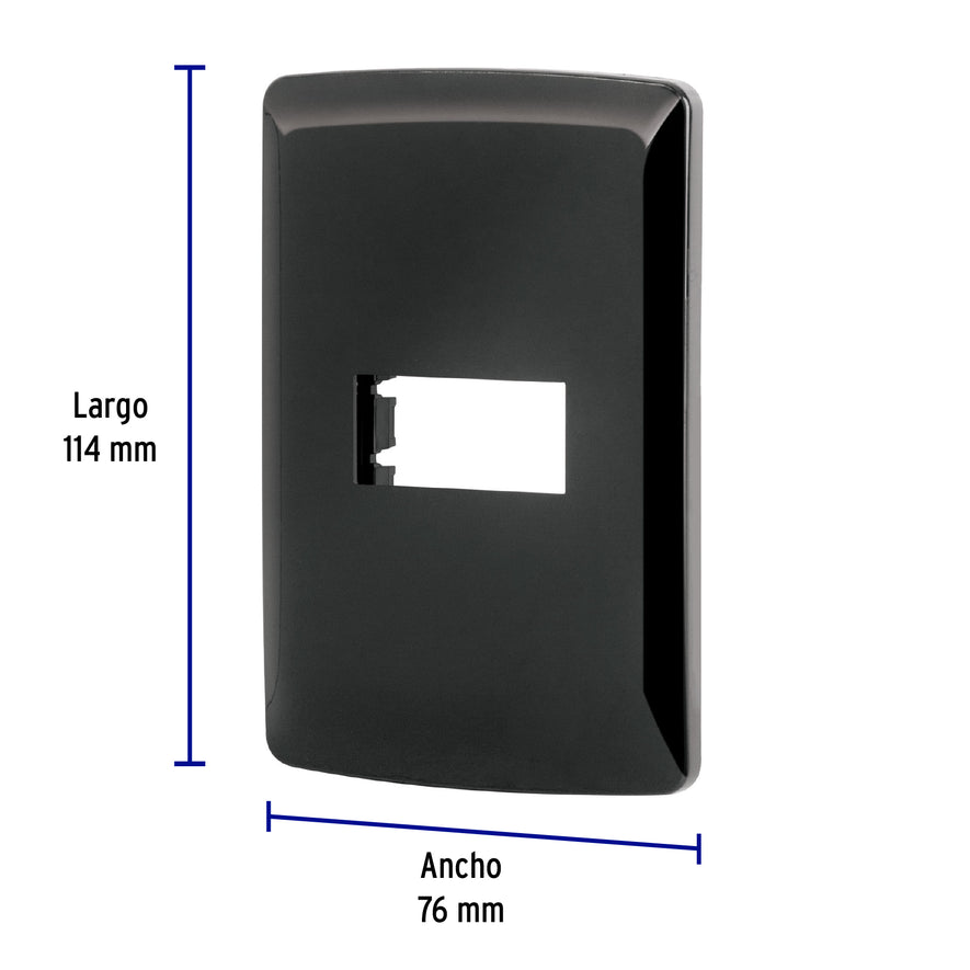 Placa 1 módulo, Italiana, color negro, Volteck Caja con 12, 40136