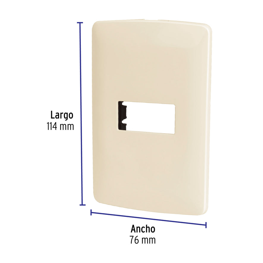 Placa 1 módulo de ABS, línea Italiana, color marfil, Volteck Caja con 12, 48088