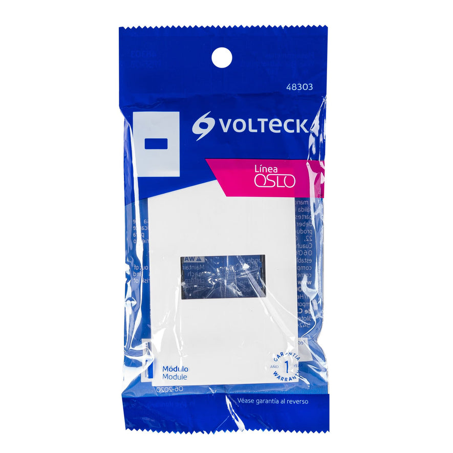 Placa 1 módulo de ABS, línea Oslo, color blanco, Volteck Caja con 12, 48303