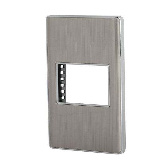 Placa de acero inox con 1 ventana 1.5 módulos, línea Lisboa Caja con 12, 47818