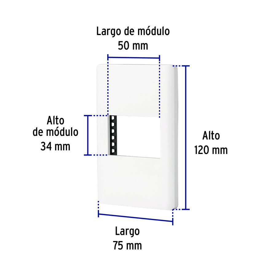Placa blanca de 1 ventana 1.5 módulos, línea Lisboa, Volteck Caja con 12, 47938