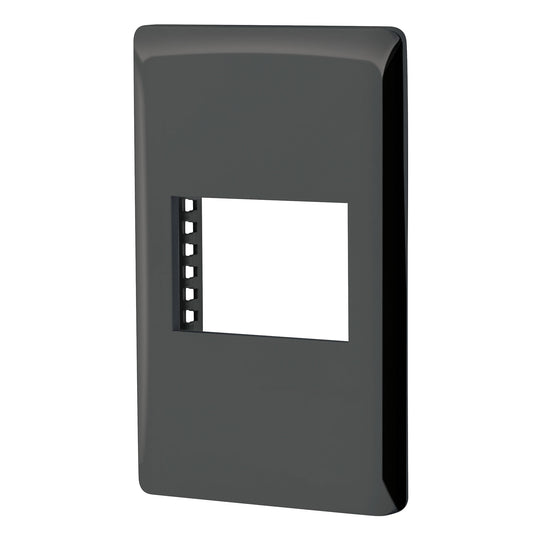 Placa negra de 1 ventana 1.5 módulos, línea Lisboa, Volteck Caja con 12, 47871