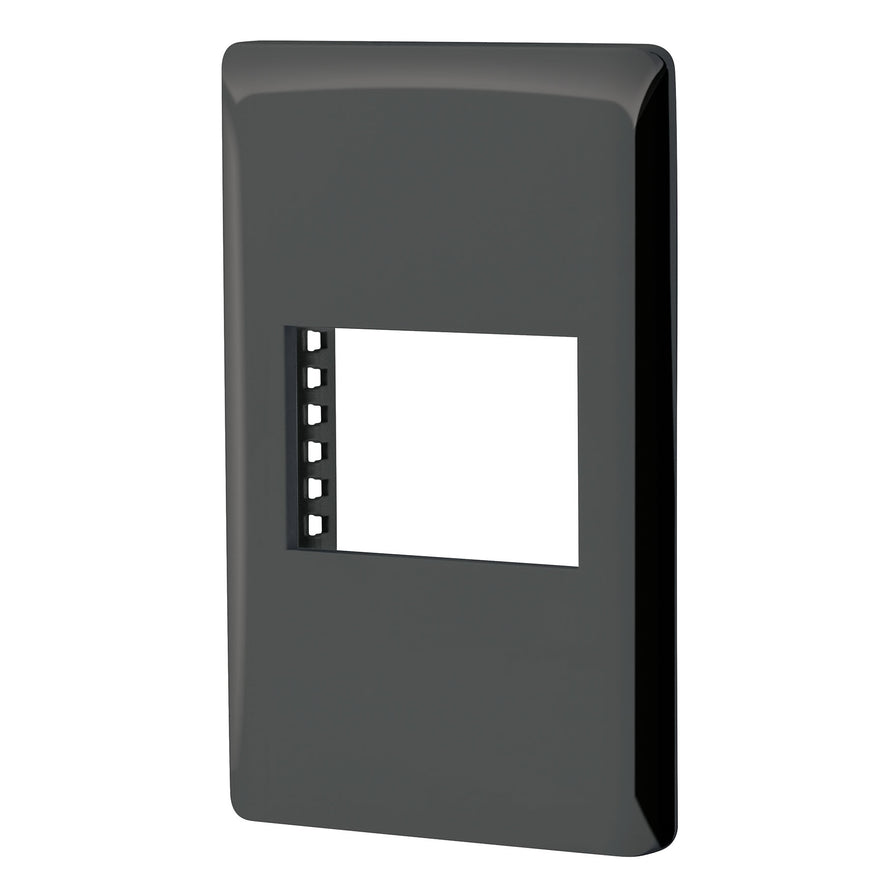 Placa negra de 1 ventana 1.5 módulos, línea Lisboa, Volteck Caja con 12, 47871