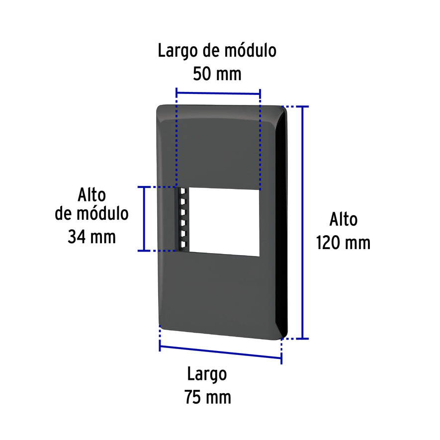 Placa negra de 1 ventana 1.5 módulos, línea Lisboa, Volteck Caja con 12, 47871