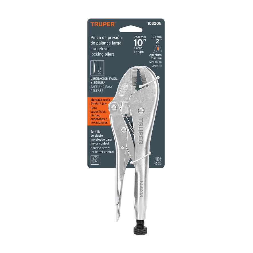 Pinza de presión 10' mordaza recta, tipo japonés, Truper Caja con 3, 103208