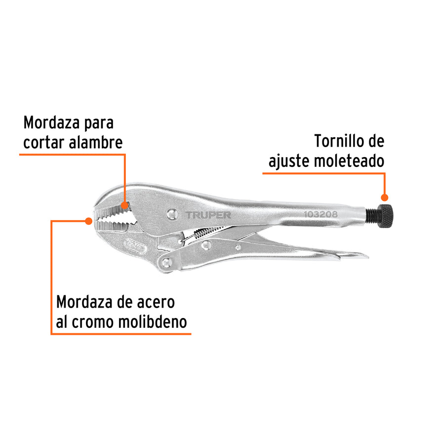 Pinza de presión 10' mordaza recta, tipo japonés, Truper Caja con 3, 103208