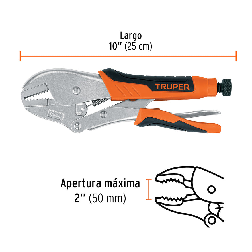 Pinza de presión 10' mordaza recta mango de vinil, Truper Caja con 3, 17437