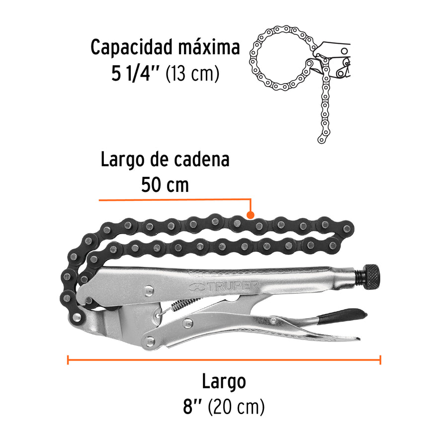 Pinza de presión 8' de cadena, Truper Caja con 3, 17438