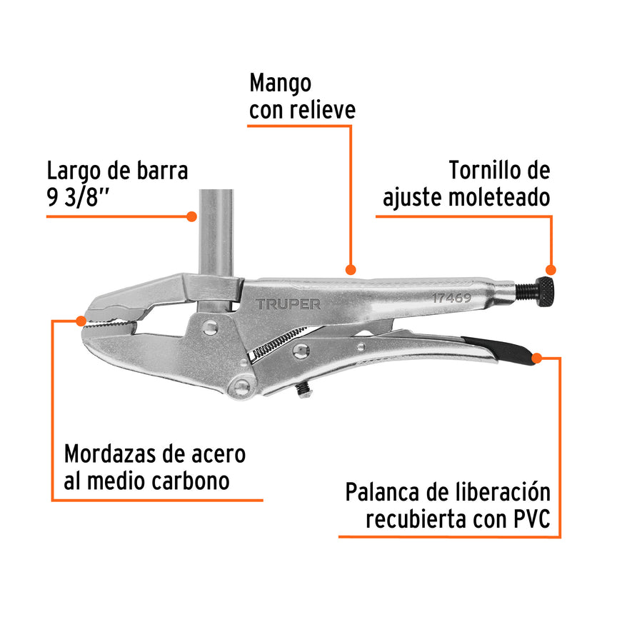 Pinzas de presión 8' tipo sargento, Truper Caja con 3, 17469