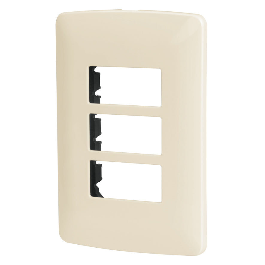 Placa 3 módulos de ABS, línea Italiana, color marfil Caja con 12, 48090