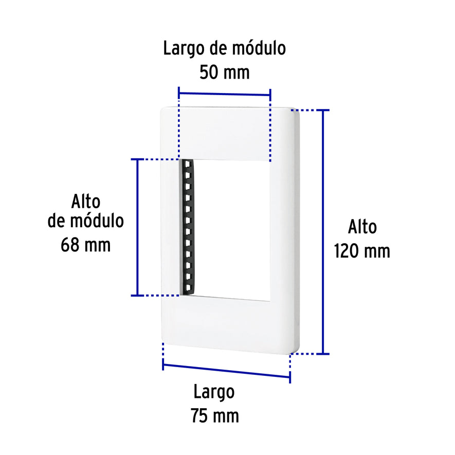 Placa blanca de 1 ventana 3 módulos, línea Lisboa, Volteck Caja con 12, 47939