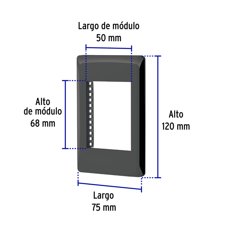 Placa negra de 1 ventana 3 módulos, línea Lisboa, Volteck Caja con 12, 47872