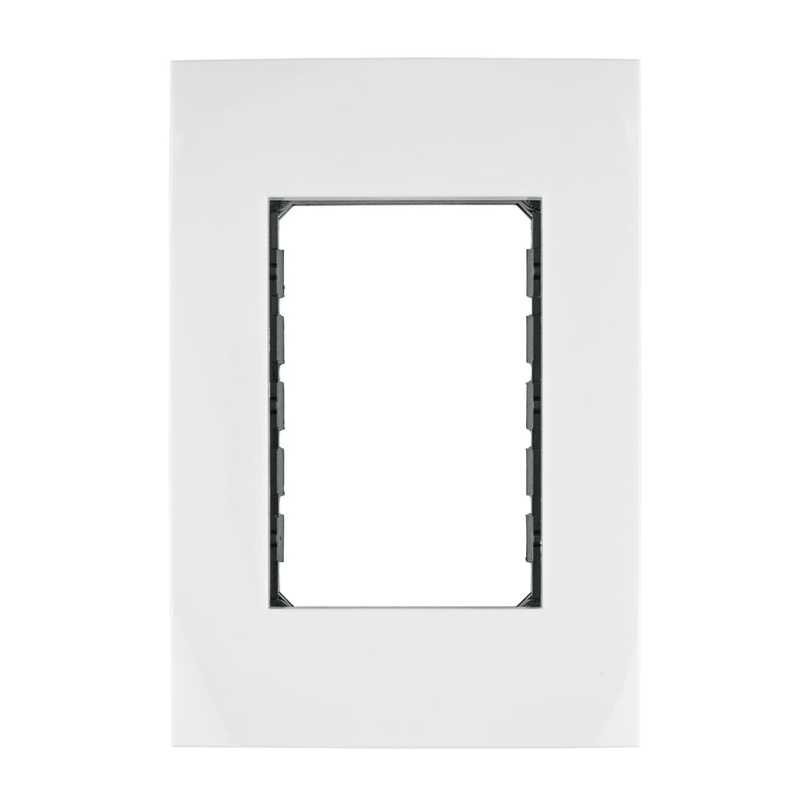 Placa 3 módulos de ABS, línea Oslo, color blanco, Volteck Caja con 12, 48305