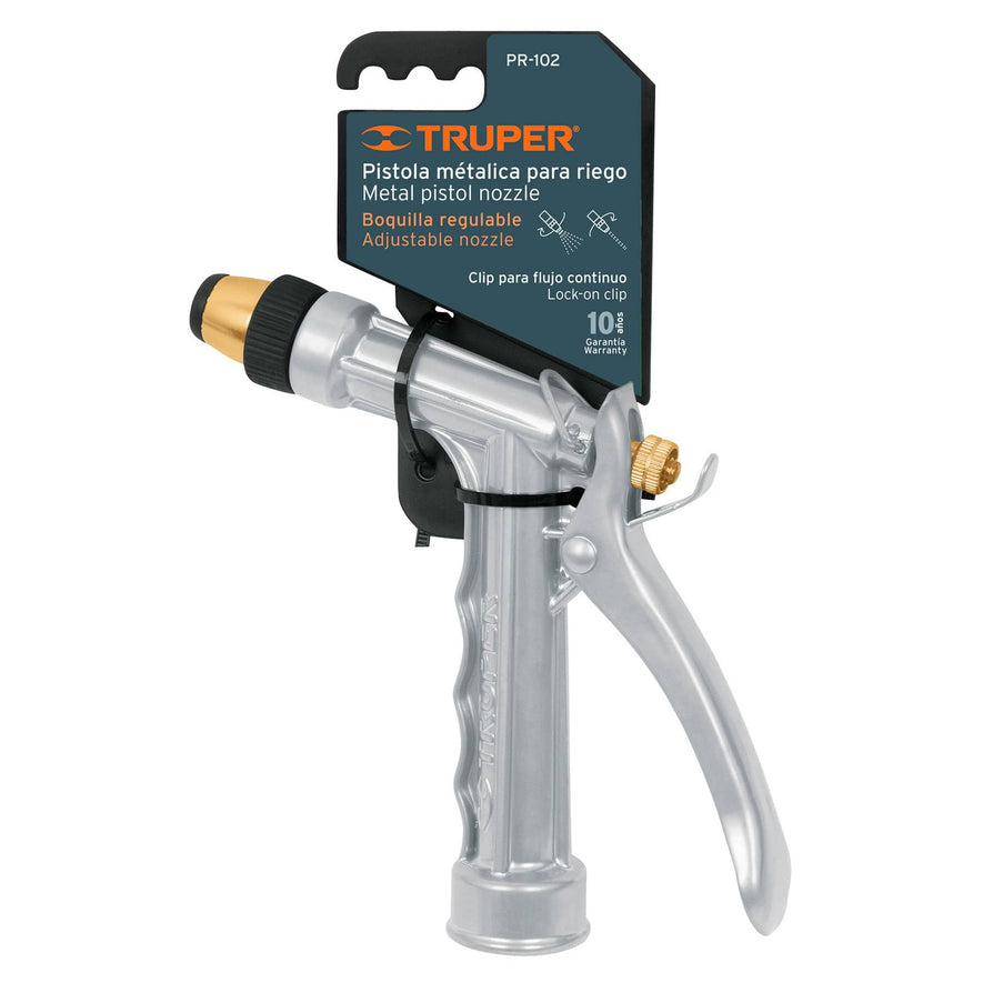 Pistola para riego 2 funciones metálica, boquilla regulable Caja con 6, 17482