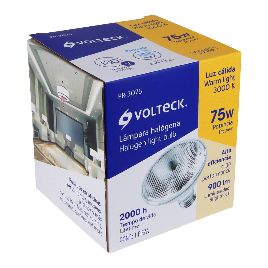 Lámpara de halógeno 75 W tipo PAR 30, en caja, Volteck Caja con 6, 47248