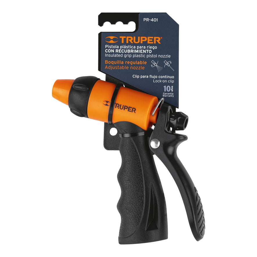 Pistola para riego de 2 funciones plástica con recubrimiento Caja con 6, 18480