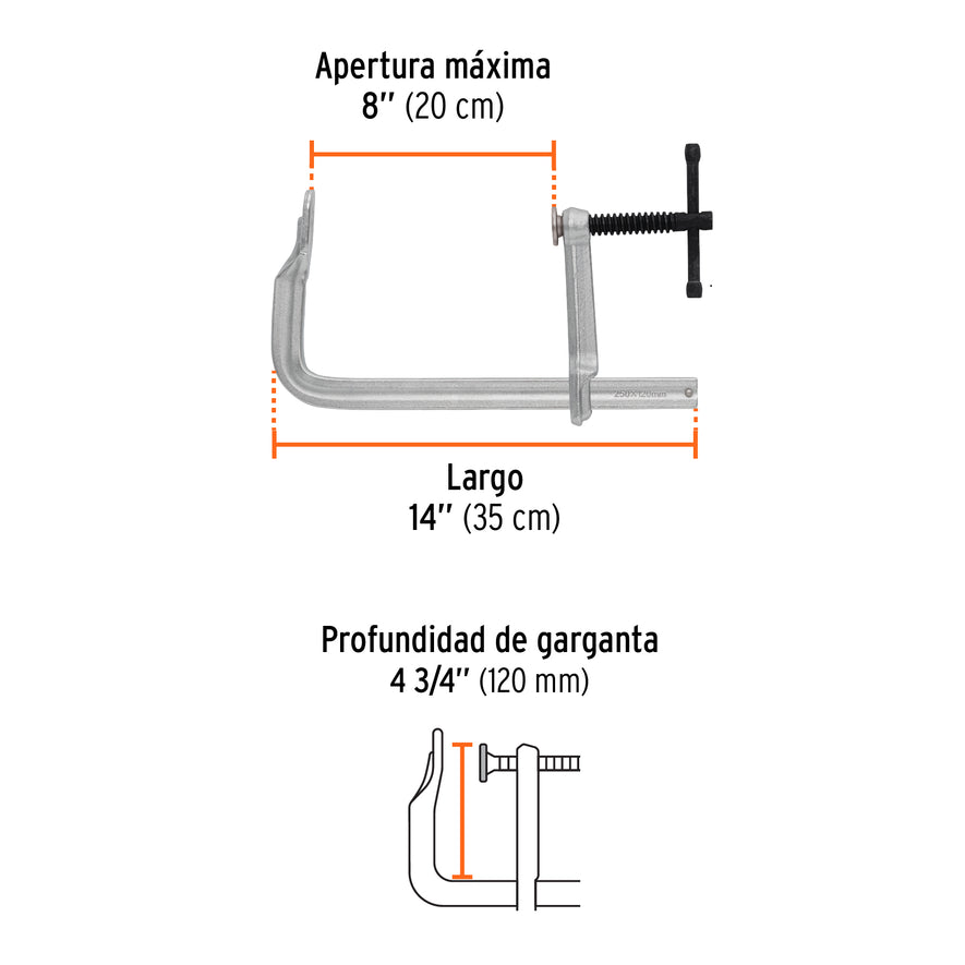 Prensa rápida tipo 'F' 8', uso rudo, Expert Caja con 2, 103160