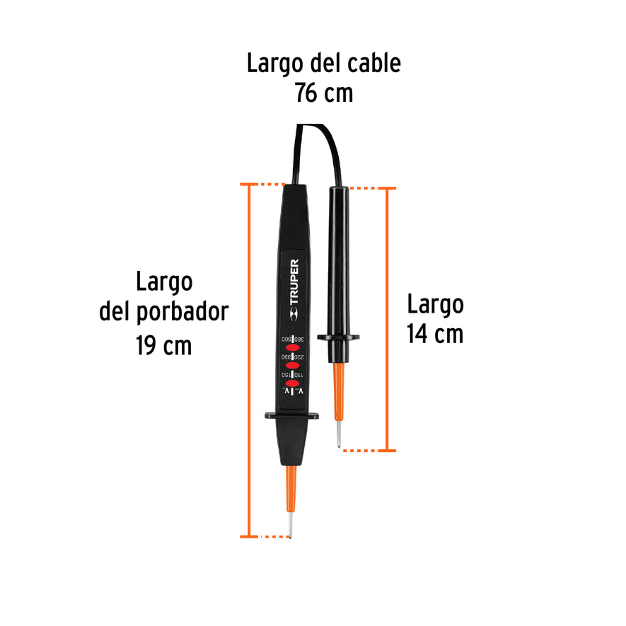 Probador de tensión C.A. / C.C., Truper Caja con 6, 18334