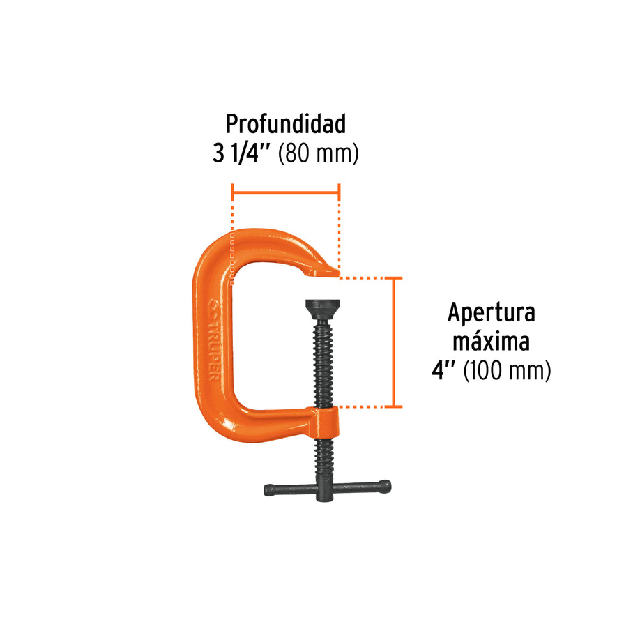 Prensa 4' forjada en acero, uso industrial, Truper Caja con 2, 17655