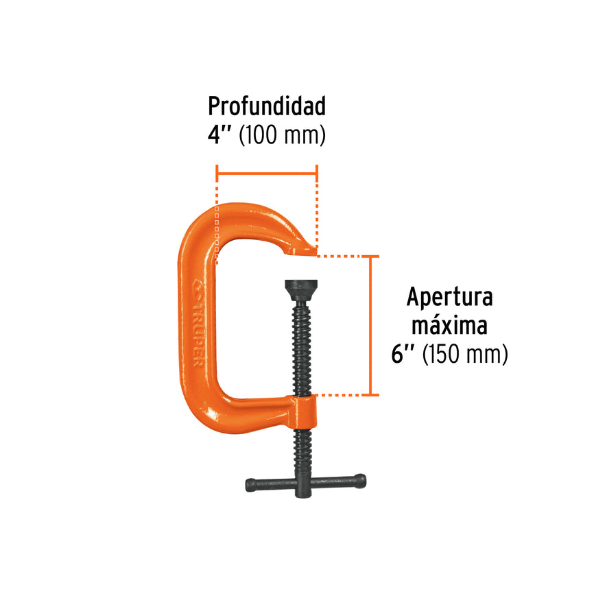 Prensa 6' forjada en acero, uso industrial, Truper, 17656