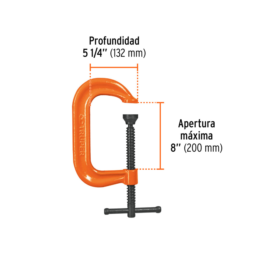 Prensa 8' forjada en acero, uso industrial, Truper, 17657
