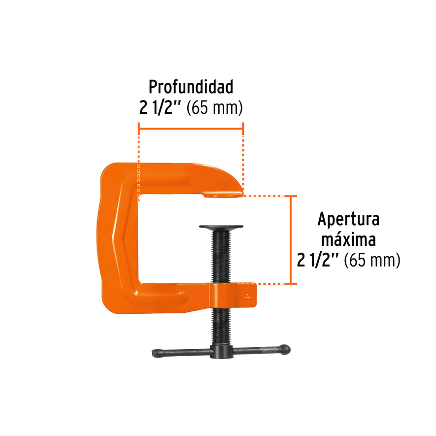 Prensa 2-1/2' troquelada de acero, Truper Caja con 6, 17667