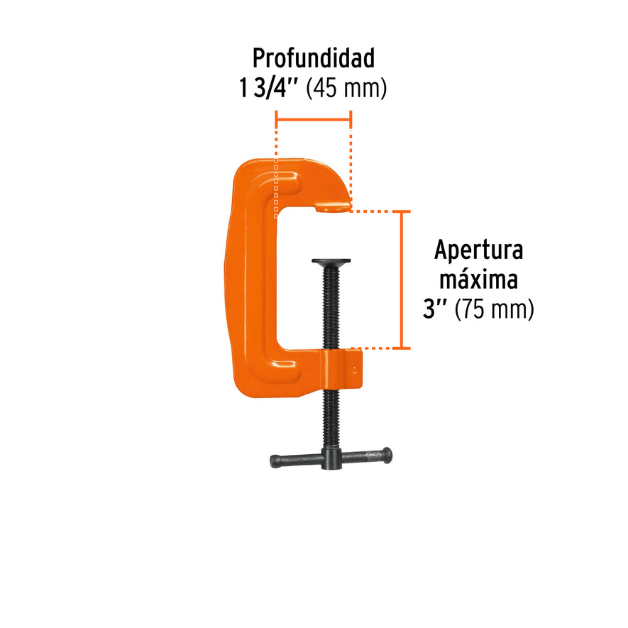 Prensa 3' troquelada de acero, Truper Caja con 6, 17668