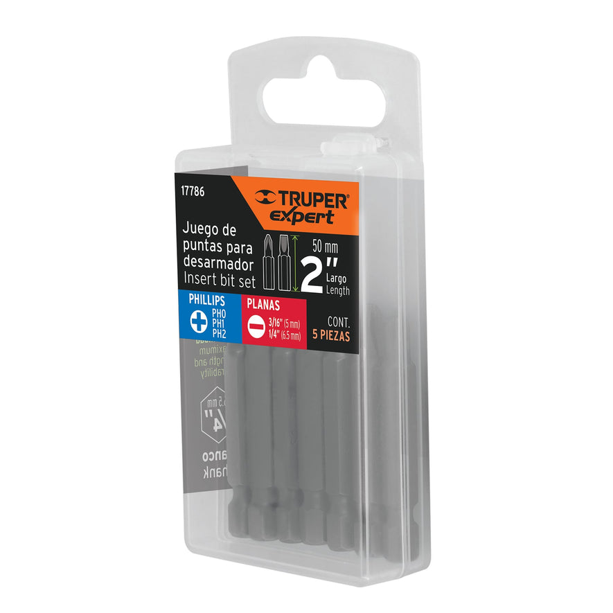 Estuche con 5 puntas de cruz y planas largo 2', Expert Caja con 6, 17786