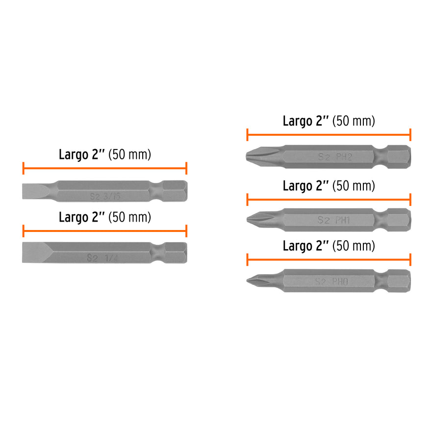 Estuche con 5 puntas de cruz y planas largo 2', Expert Caja con 6, 17786