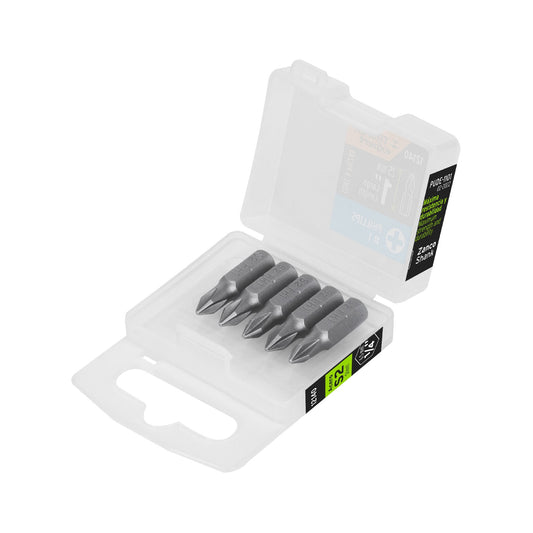 Estuche con 5 puntas de cruz PH1 largo 1', Truper Expert Caja con 6, 12140